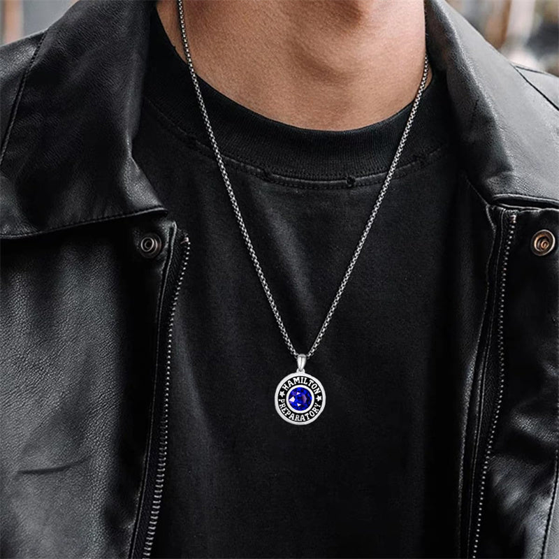 Sterling Silver Custom Birthstone Photo Engraved Class High School College Graduation Necklace