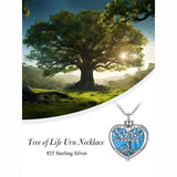 Sterling Silver Tree of Life Urn Necklaces Abalone Opal Shell Cremation Jewelry for Ashes