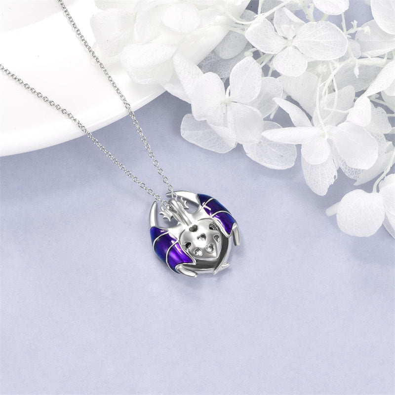 Sterling Silver Heart Shaped Crystal Birthstone Dragon Pendant Necklace