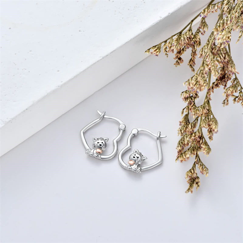 Sterling Silver Fox Frog Leopard Peacock Puppy Animal Hug Hoop Earrings