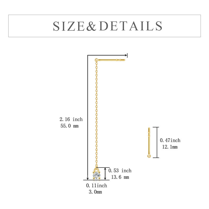 14k Gold Threader Pull Through Tassel Ear Dangle Earrings