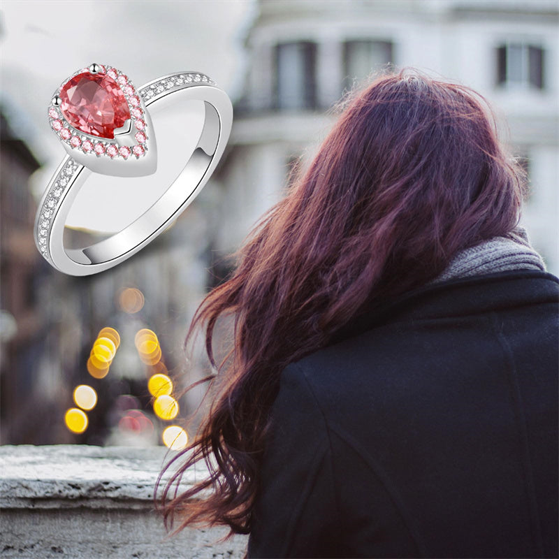 Sterling Silver Teardrop CZ Urn Rings for Ashes