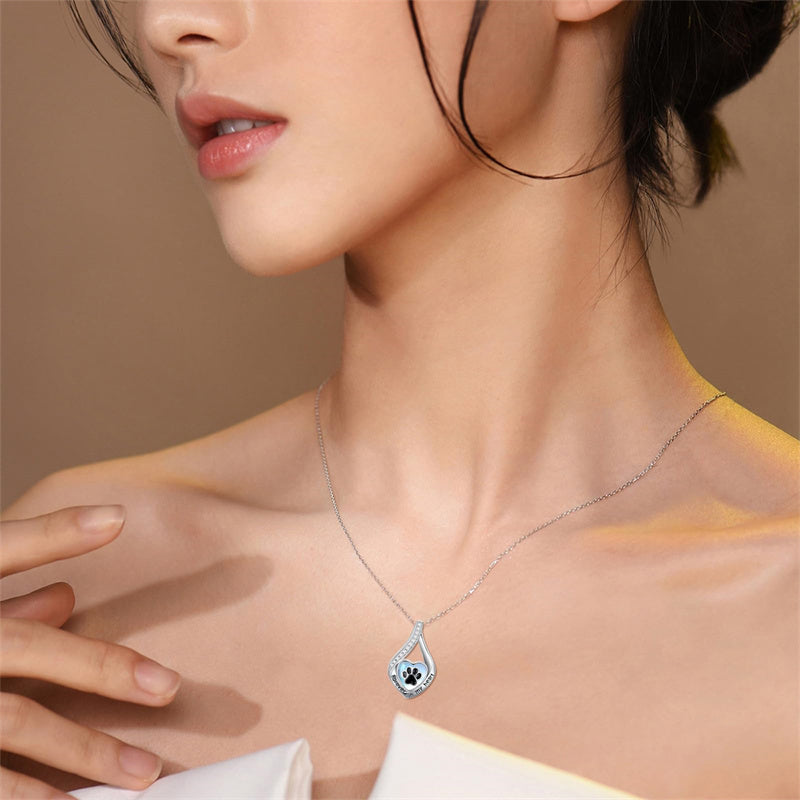 Sterling Silver Heart Shape Tear Dangle Urn Necklace for Ashes