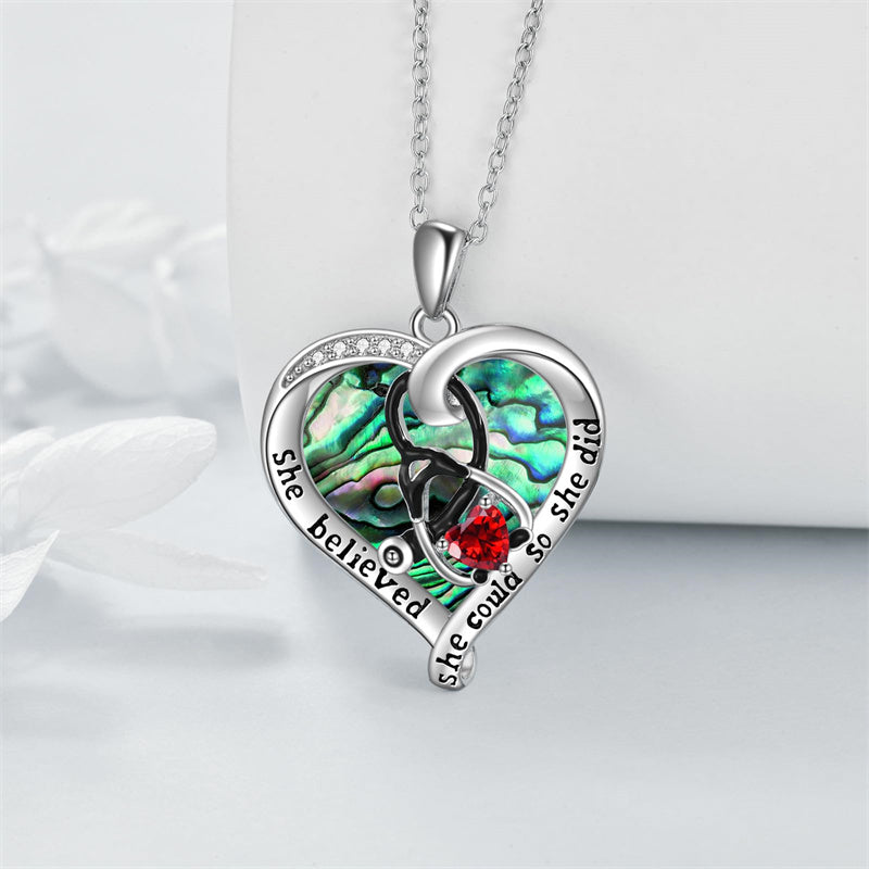 Sterling Silver Birthstone Caduceus & Stethoscope Pendant Necklace