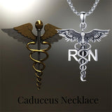 Sterling Silver Caduceus Phoenix RN Pendant Necklace RN Nurse Graduation Gift
