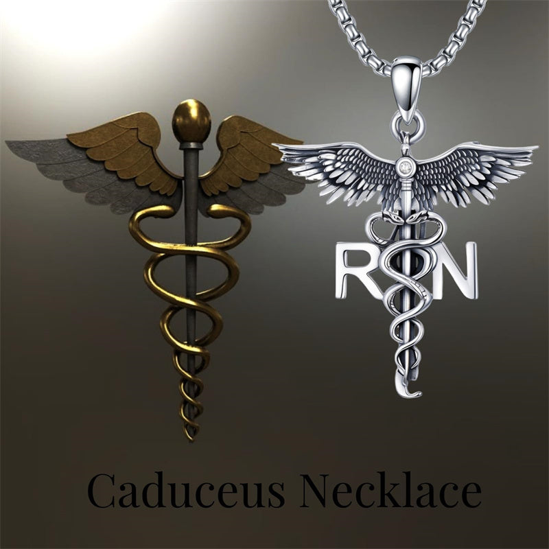 Sterling Silver Caduceus Phoenix RN Pendant Necklace RN Nurse Graduation Gift