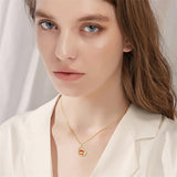 14K Gold 5A Cubic Zirconia Mushroom Pendant Necklace