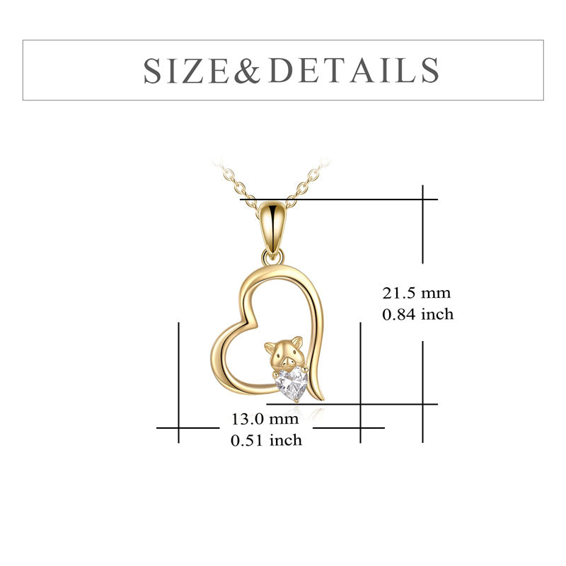 14k Yellow Gold Pig Pendant Necklace