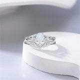 Sterling Silver 10K 14K 18K Gold  Oval Cut Unique Vine Gemstone Wedding Ring Set