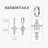 Sterling Silver Cross Sun Viking Wave Hoop Earrings for Men