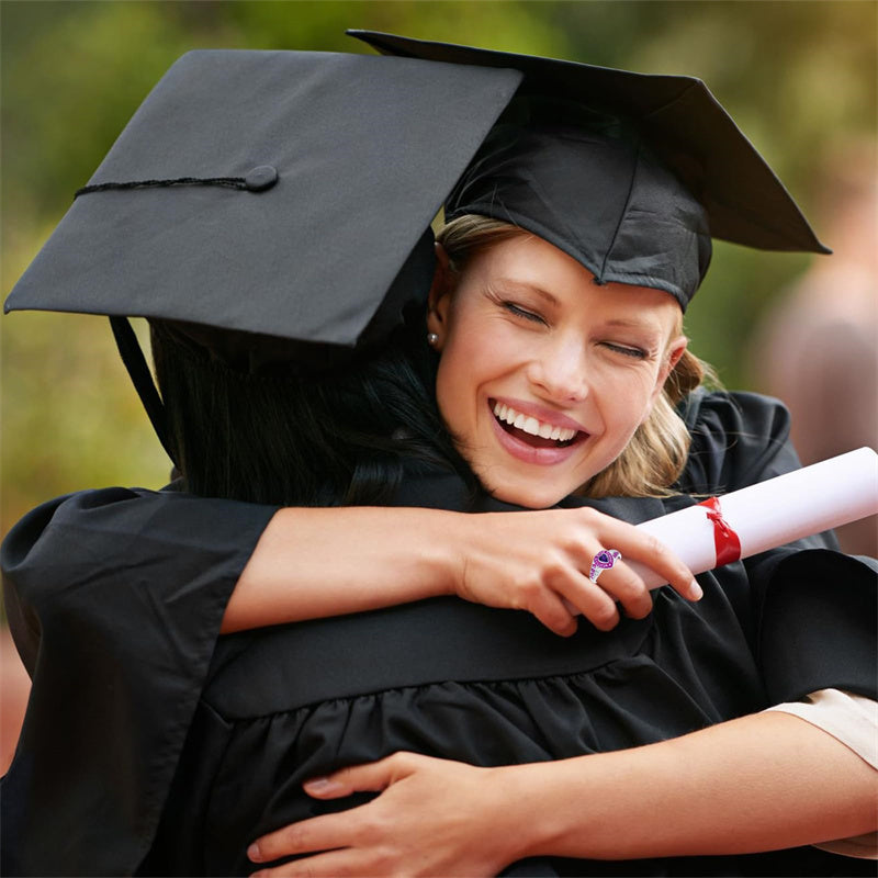 Sterling Silver Personalized Class Ring Graduation Ring for Women