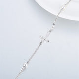 14k Gold Pearl Cross Single Layer Anklet