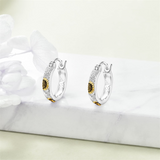 Sterling Silver Sunflower Hoop Earrings