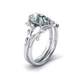 Sterling Silver Natural Moss Agate Blue Sandstone Opal Set Ring