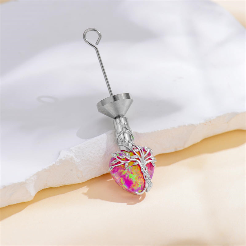 Sterling Silver Crystal Heart Tree of Life Urn Necklace for Ashes