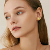 14K Yellow Gold Sunflower  Stud Earrings
