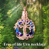 Sterling Silver Circle Crystal Tree of Life Urn Necklace for Ashes