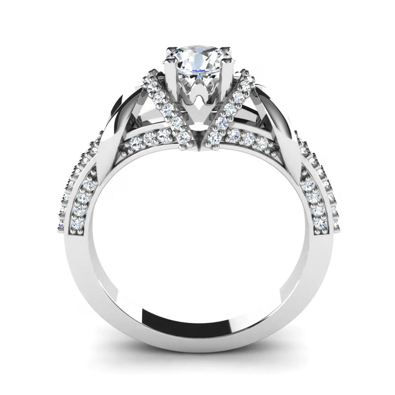 Sterling Silver Personalized Engraved Diamond Wedding Ring Set  Engagement Ring