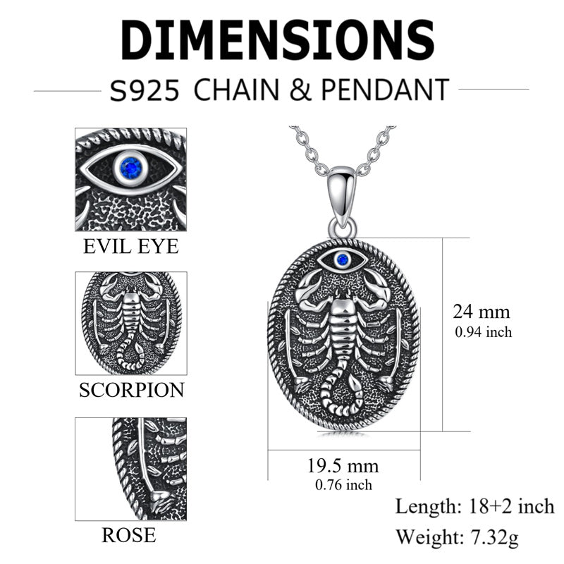 Sterling Silver Scorpion  Pendant Animal Necklace