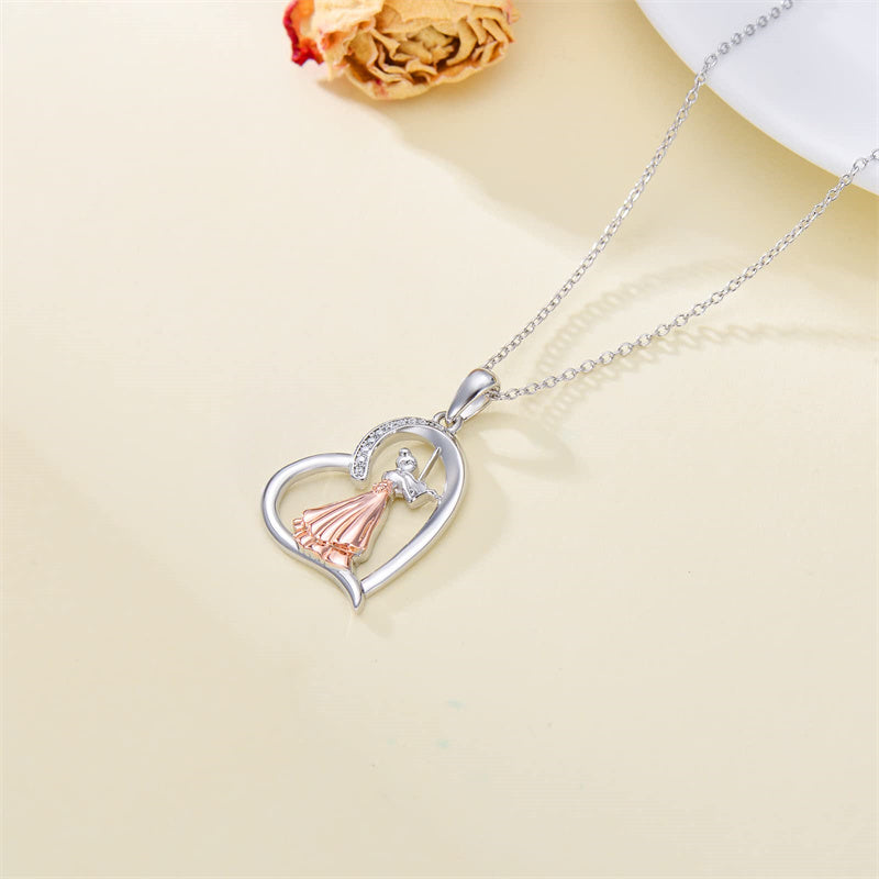 Sterling Silver Violinist Music Pendant Necklace