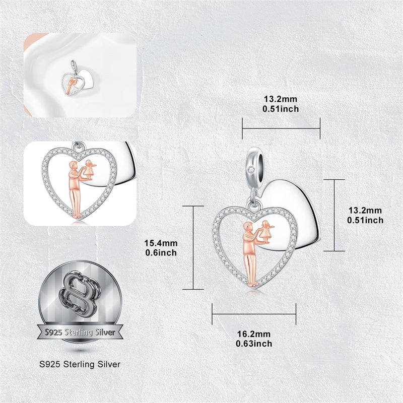 Sterling Silver Personalized Engraved Father-Daughter Charm Beads