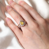 Sterling Silver 10K 14K 18K Gold  Pear Shaped Gemstone Engagement Rings Set