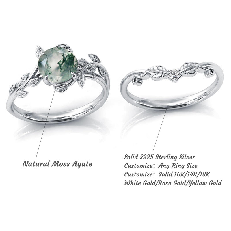 Sterling Silver Natural Moss Agate Blue Sandstone Opal Set Ring