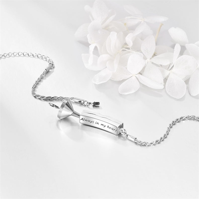 Sterling Silver Rose Butterfly Dragonfly Urn Bracelet for Ashes