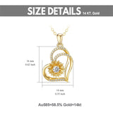 Solid 14K Gold Sunflower Heart Necklace for Women Real Gold Flower Necklace You are May Sunshine Necklace