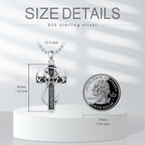 Sterling Silver Deer Antler Fish Hook & Cross Urn Necklace for Ashes