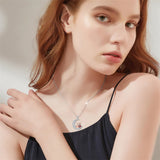 Sterling Silver  Birthstone Fox Moon Pendant Necklace