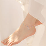 Sterling Silver Cat Birthstone Single Layer Anklet