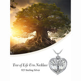 Sterling Silver Tree of Life Urn Necklaces Abalone Opal Shell Cremation Jewelry for Ashes