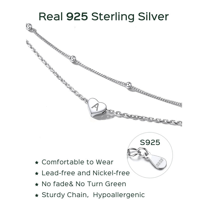 Sterling Silver 26 initials Single Layer Charm Anklet