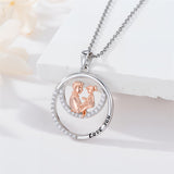 Sterling Silver Father-Daughter Pendant Necklace Engraved with Love You