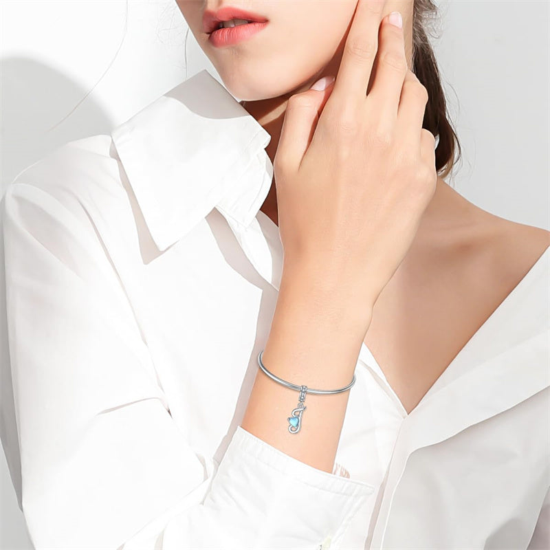 Sterling Silver Moonstone Initial Alphabet Charm Beads