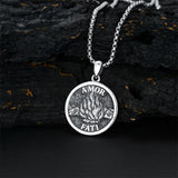 Sterling Silver Memento Mori Pendant Necklace for Men
