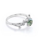 Natural Green Moss Agate Ring 925 Sterling Silver Promise Ring Engagement Wedding Jewelry Gift for Women Valentine's Day
