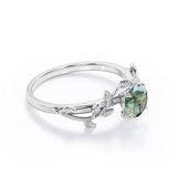 Sterling Silver Natural Green Moss Agate Ring