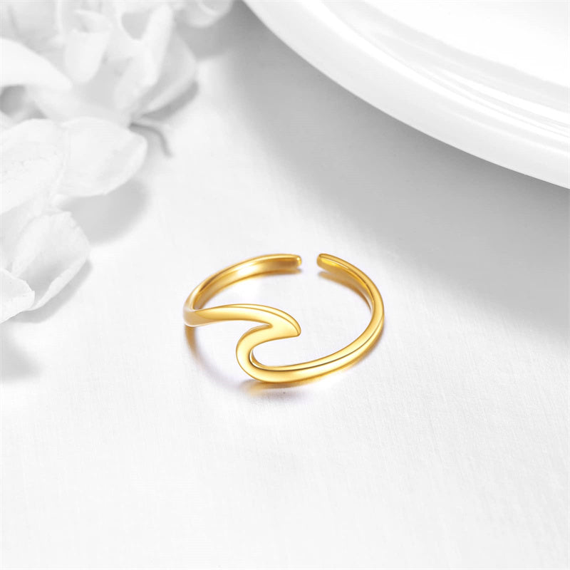 10K Yellow Gold Wave Adjustable Ring