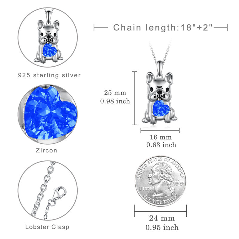 Sterling Silver French Bulldog Pendant Necklace