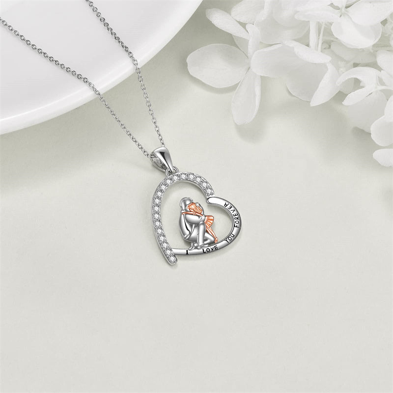 Sterling Silver Father Daughter Heart Pendant Necklace from Dad Gift for Daughter