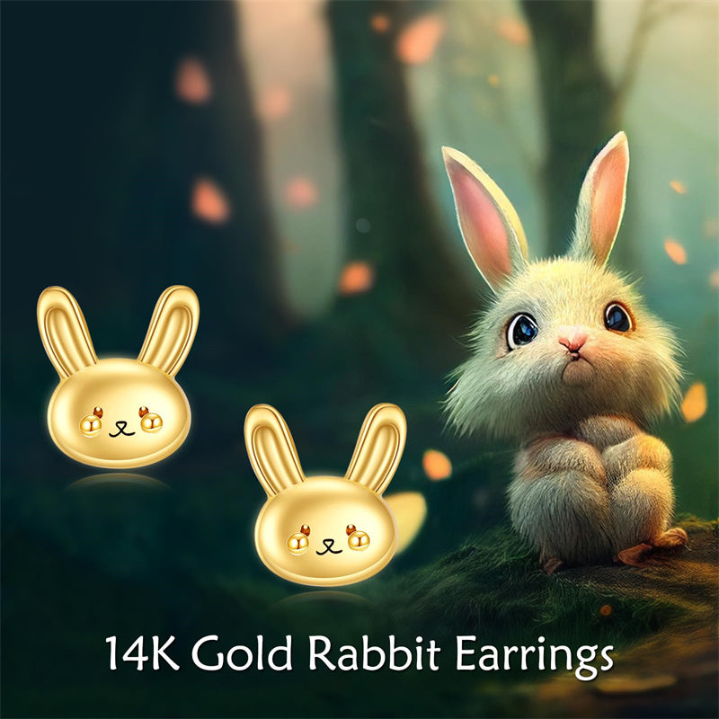 14k Gold Bunny Stud Earrings