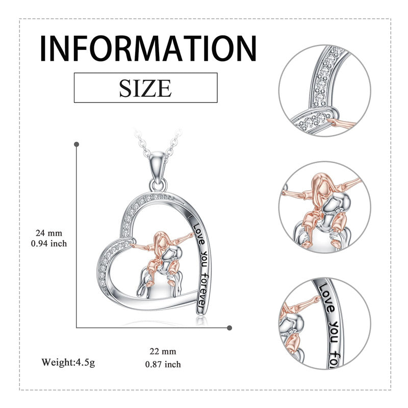 Sterling Silver Father Daughter Heart Pendant Necklace from Dad Gift for Daughter