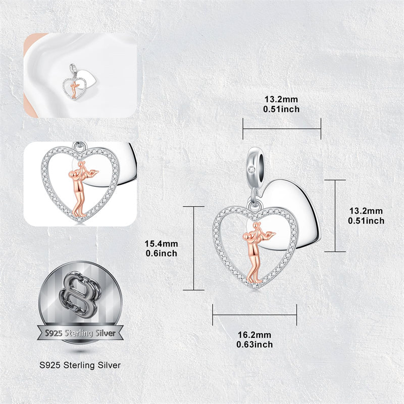 Sterling Silver Personalized Engraved Father-Daughter Charm Beads