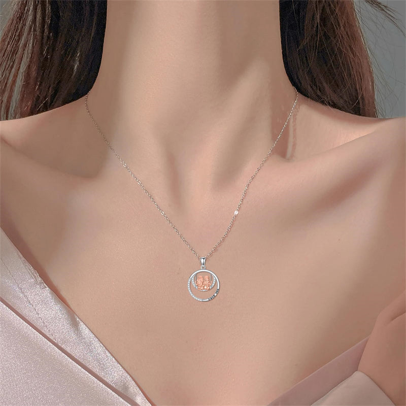 Sterling Silver Sister Pendant Necklace Engraved with Love You
