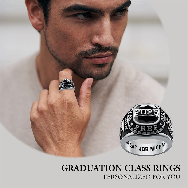 Sterling Silver Personalized  High School Colleg Class Ring