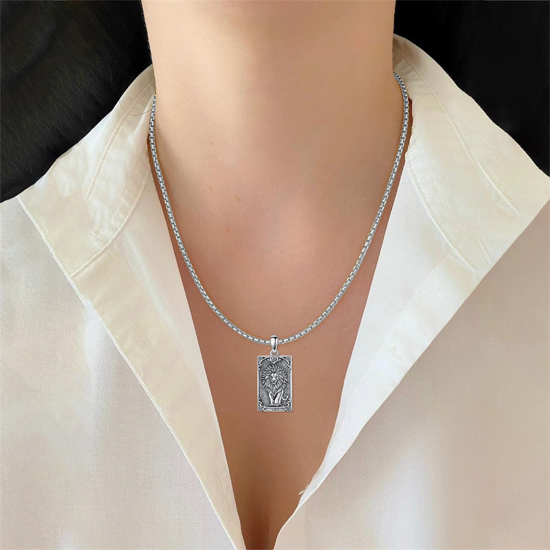 Sterling Silver Tarot Card 12 Zodiac Sign Pendant Necklace