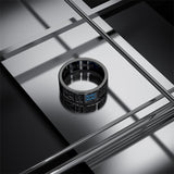 Sterling Silver Personalized Birthstone Engraved Pattern Class Band Ring For Men