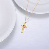 14K Gold Cubic Zirconia Cross Pendant Necklace